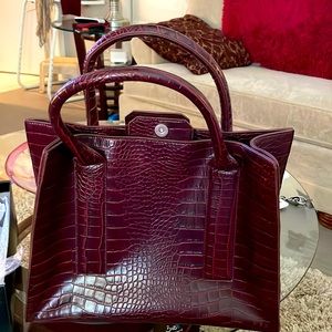 Large burgundy shopper bag